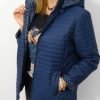 Kurtka Pikowana Wiosenna Groszki PAOLA Plus Size Granat 44-52