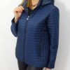 Kurtka Pikowana Wiosenna Groszki PAOLA Plus Size Granat 44-52 - obrazek 4