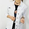 Kurtka Katana Długa Jeans z Dziurami i Przetarciami LEA biała S-L - obrazek 5