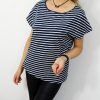 Bawełniany T-shirt PRĄŻKI granat 2XL-4XL - obrazek 3