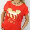 Bawełniany T-shirt MYSZKA 2XL-4XL koralowy