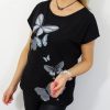 Bawełniany T-shirt MOTYLKI 2XL-4XL czarny - obrazek 3
