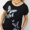 Bawełniany T-shirt MOTYLKI 2XL-4XL czarny