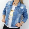 Kurtka Jeansowa z Dziurami TRENDY L-4XL błękitna - obrazek 5