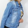 Kurtka Jeansowa z Dziurami TRENDY L-4XL błękitna - obrazek 2