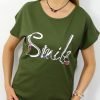 Bawełniany T-shirt SMILE 2XL-4XL oliwka