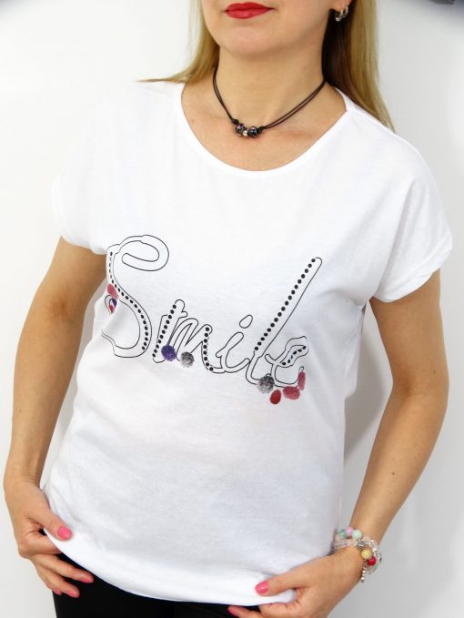 Bawełniany T-shirt SMILE 2XL-4XL biały