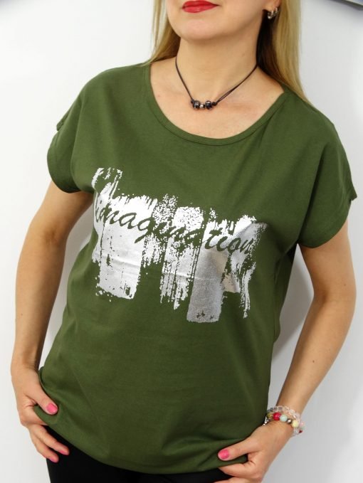 Bawełniany T-shirt IMAGIN 2XL-4XL oliwka