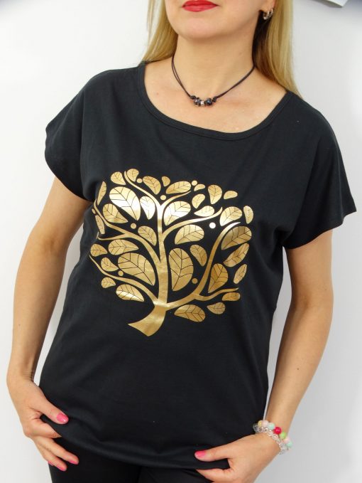 Bawełniany T-shirt DRZEWKO 2XL-4XL czarny