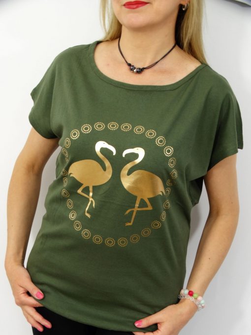 Bawełniany T-shirt FLAMINGI 2XL-4XL oliwkowy