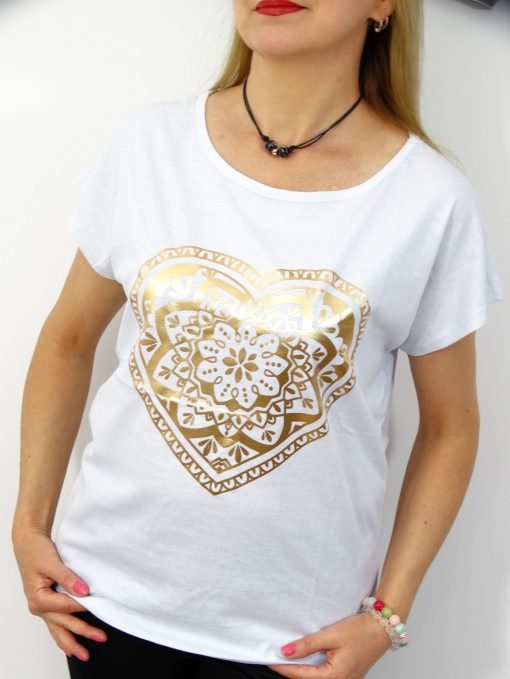 Bawełniany T-shirt KORONKA 2XL-4XL biały