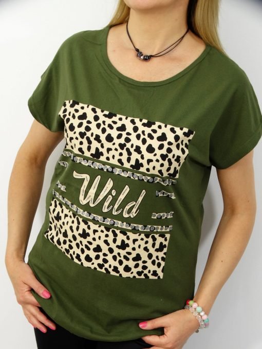 Bawełniany T-shirt WILD 2XL-4XL oliwka