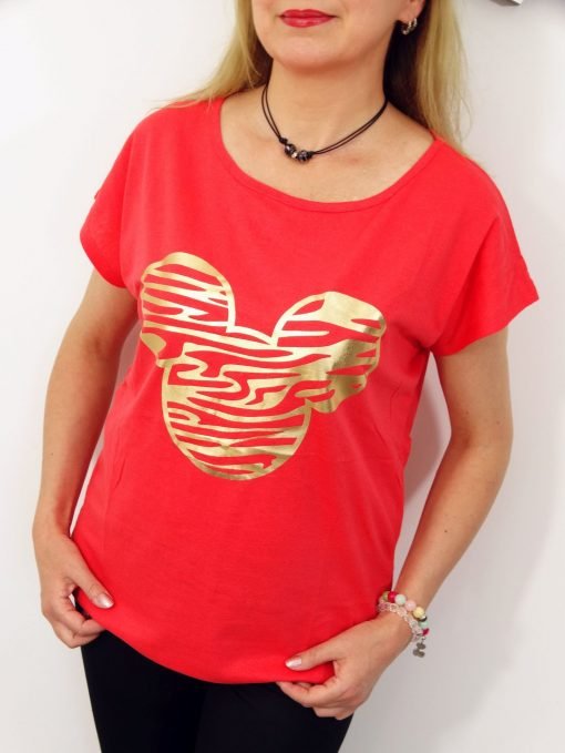 Bawełniany T-shirt MYSZKA2 2XL-4XL koral