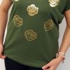 Bawełniany T-shirt ROSES 2XL-4XL khaki - obrazek 2