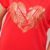 Bawełniany T-shirt PIÓRKA 2XL-4XL koral - obrazek 2