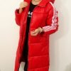 Kurtka Pikowana Zimowa z Lampasem LONG S-XL czerwona