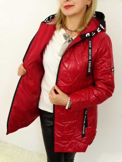Kurtka Pikowana Przejściowa LEXY2 Plus Size 40-54 czerwona