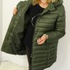 Kurtka Płaszczyk Pikowana Jesienno Zimowa CARLA 46-56 khaki - obrazek 3