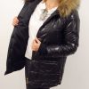Kurtka Pikowana Zimowa z Bocznymi Suwakami ZIP 42-50 czarna - obrazek 6