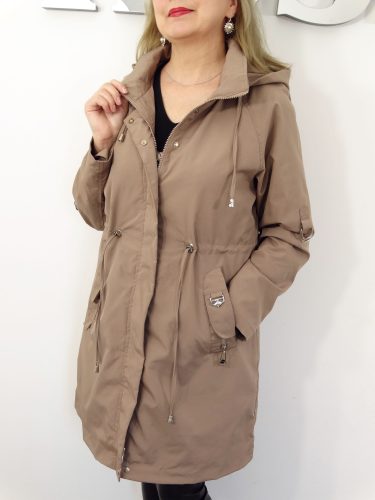 Płaszczyk Damski Wiosenny Parka Wiatrówka LILY od 44 do 54 kakaowy