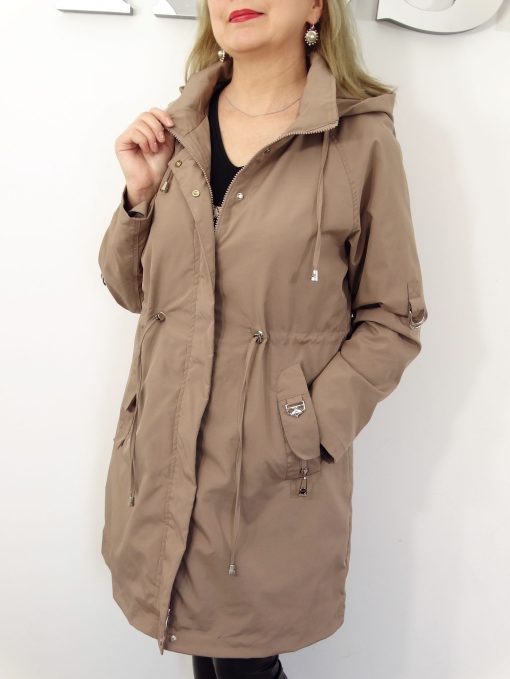 Płaszczyk Damski Wiosenny Parka Wiatrówka LILY od 44 do 54 kakaowy