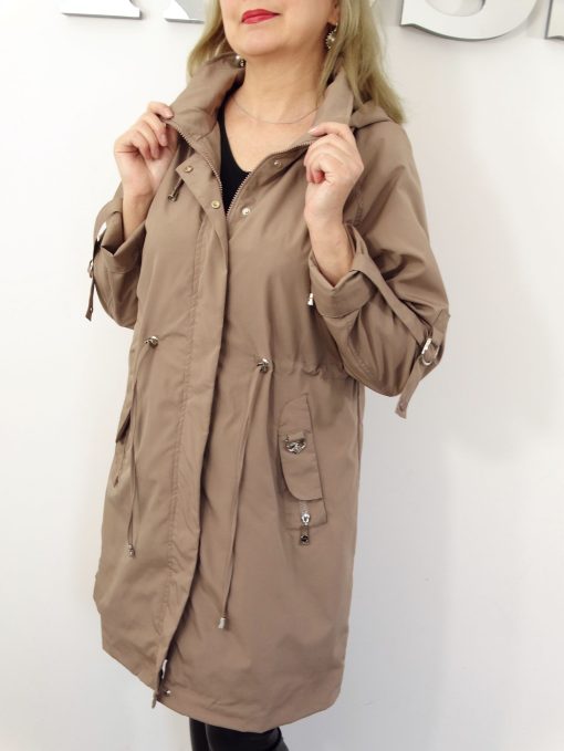 Płaszczyk Damski Wiosenny Parka Wiatrówka LILY od 44 do 54 kakaowy