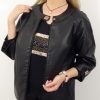 Elegancka Kurtka Ramoneska z Ekoskóry MIRELLA od 42 do 62 czarna - obrazek 3