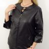 Elegancka Kurtka Ramoneska z Ekoskóry MIRELLA od 42 do 62 czarna - obrazek 2