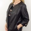 Elegancka Kurtka Ramoneska z Ekoskóry MIRELLA od 42 do 62 czarna - obrazek 4