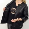 Elegancka Kurtka Ramoneska z Ekoskóry MIRELLA od 42 do 62 czarna - obrazek 7