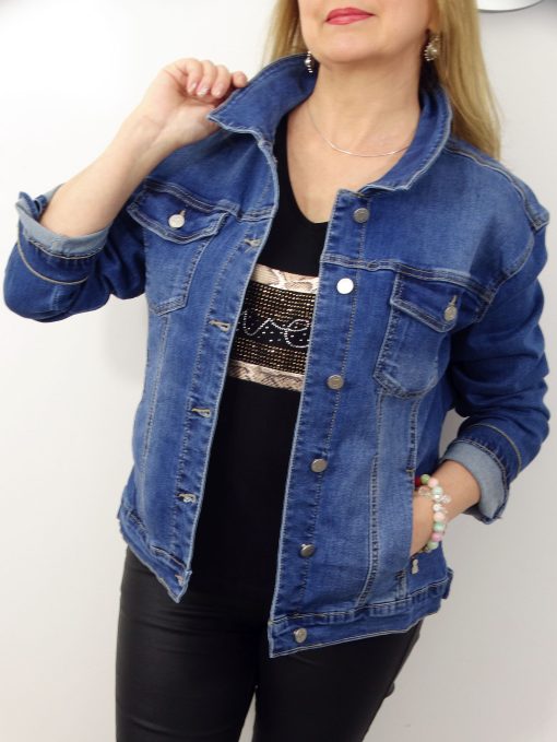 Kurtka Katana Jeansowa MEGI PLUS SIZE od 46 do 54 niebieska - obrazek 5