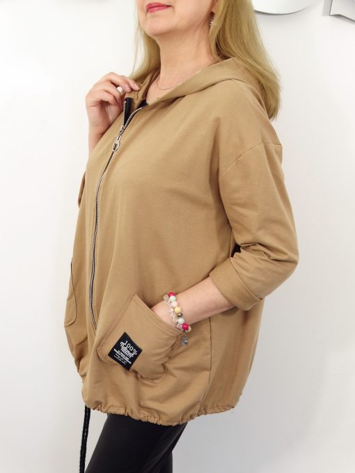 Letnia Bawełniana Bluza NATURAL PLUS SIZE rozmiar uniwersalny od 44 do 52 ciepły beż - obrazek 4