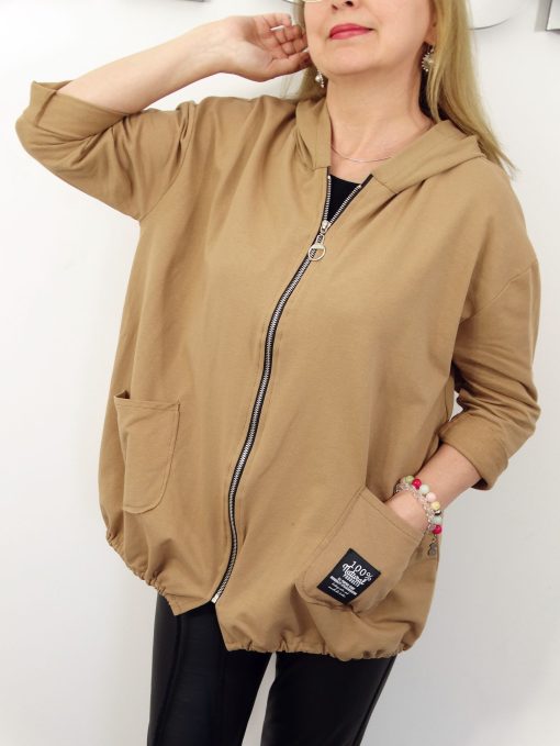 Letnia Bawełniana Bluza NATURAL PLUS SIZE rozmiar uniwersalny od 44 do 52 ciepły beż - obrazek 3
