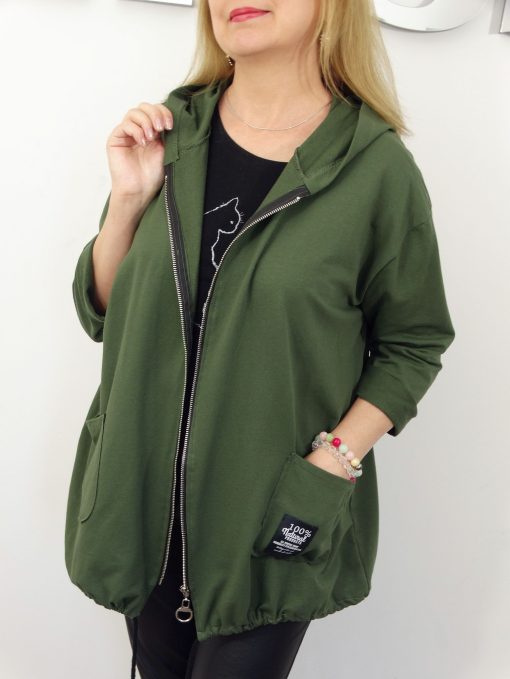 Letnia Bawełniana Bluza NATURAL PLUS SIZE rozmiar uniwersalny od 44 do 52 zielona - obrazek 6