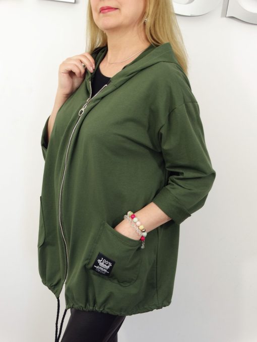 Letnia Bawełniana Bluza NATURAL PLUS SIZE rozmiar uniwersalny od 44 do 52 zielona - obrazek 4