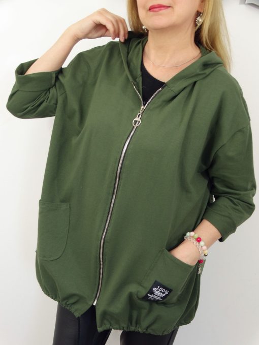 Letnia Bawełniana Bluza NATURAL PLUS SIZE rozmiar uniwersalny od 44 do 52 zielona - obrazek 3