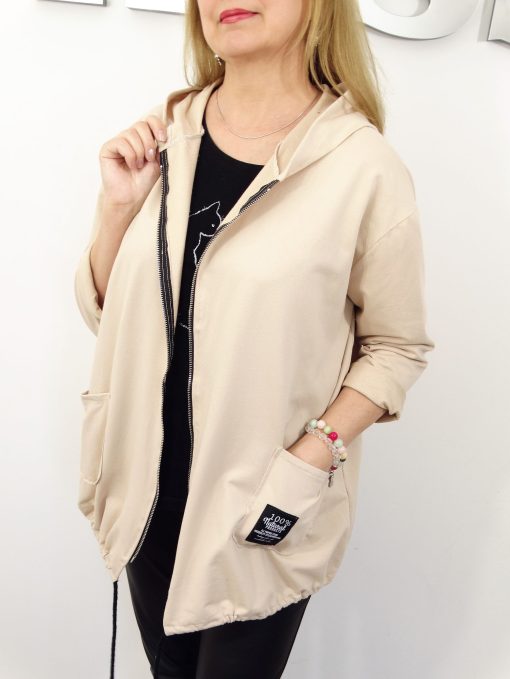 Letnia Bawełniana Bluza NATURAL PLUS SIZE rozmiar uniwersalny od 44 do 52 beżowa - obrazek 6
