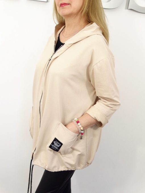 Letnia Bawełniana Bluza NATURAL PLUS SIZE rozmiar uniwersalny od 44 do 52 beżowa - obrazek 4