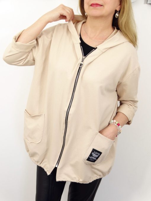 Letnia Bawełniana Bluza NATURAL PLUS SIZE rozmiar uniwersalny od 44 do 52 beżowa - obrazek 3