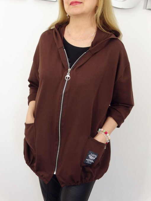 Letnia Bawełniana Bluza NATURAL PLUS SIZE rozmiar uniwersalny od 44 do 52 czekoladowa