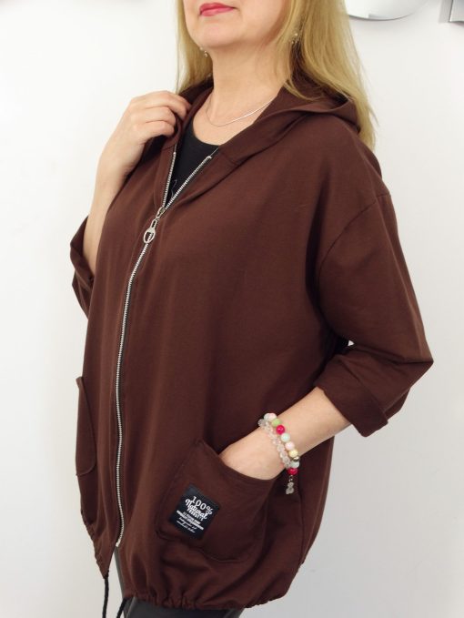 Letnia Bawełniana Bluza NATURAL PLUS SIZE rozmiar uniwersalny od 44 do 52 czekoladowa - obrazek 4