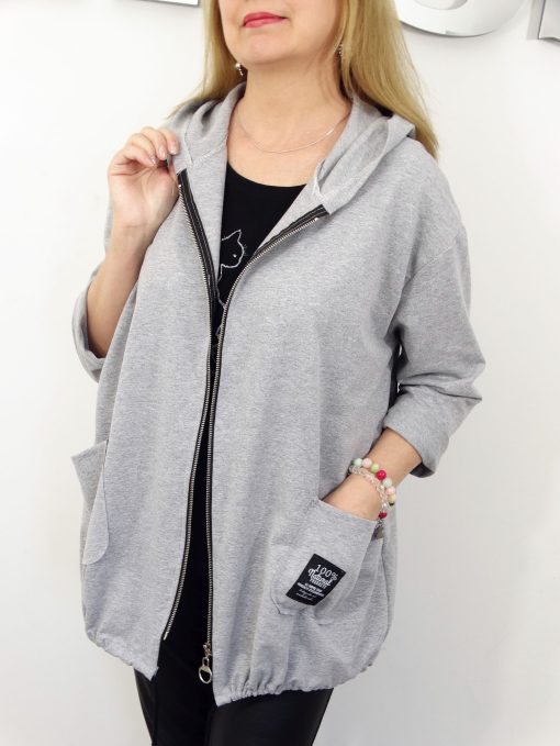 Letnia Bawełniana Bluza NATURAL PLUS SIZE rozmiar uniwersalny od 44 do 52 szara - obrazek 6