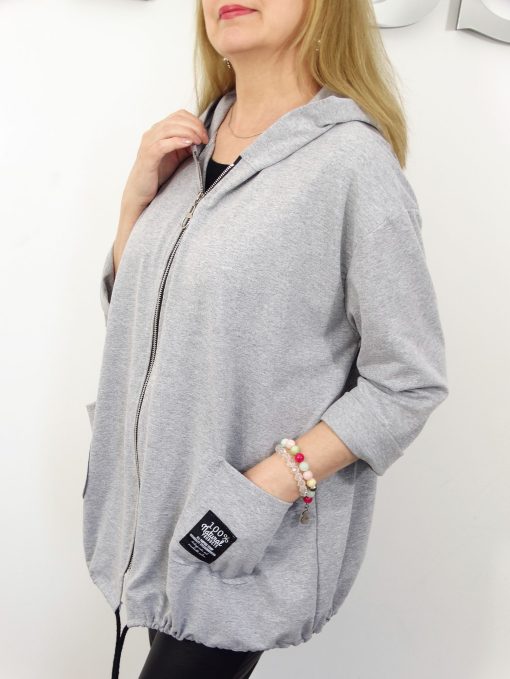 Letnia Bawełniana Bluza NATURAL PLUS SIZE rozmiar uniwersalny od 44 do 52 szara - obrazek 4