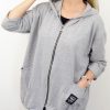 Letnia Bawełniana Bluza NATURAL PLUS SIZE rozmiar uniwersalny od 44 do 52 szara - obrazek 3