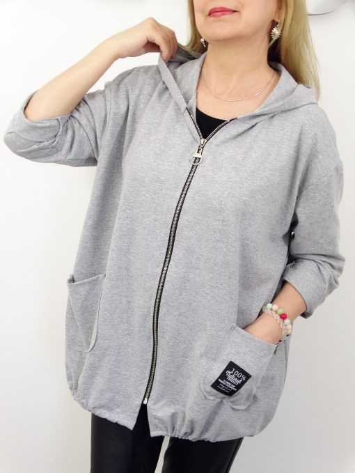 Letnia Bawełniana Bluza NATURAL PLUS SIZE rozmiar uniwersalny od 44 do 52 szara - obrazek 3