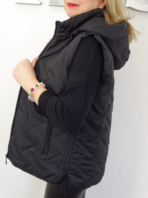 Kamizelka Wiosenna Bezrękawnik z Odpinanym Kapturem ELDA od 44 do 54 czarna