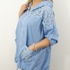 Narzutka Bawełniana Letnia DIANA rozmiar uniwersalny od 42 do 52 błękitna - obrazek 5