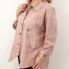 Kurtka Katana Włoska GIANNA Plus Size rozmiar uniwersalny od 42 do 54 pudrowa - obrazek 5