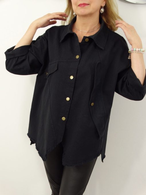Kurtka Katana Włoska GIANNA Plus Size rozmiar uniwersalny od 42 do 54 czarna - obrazek 8