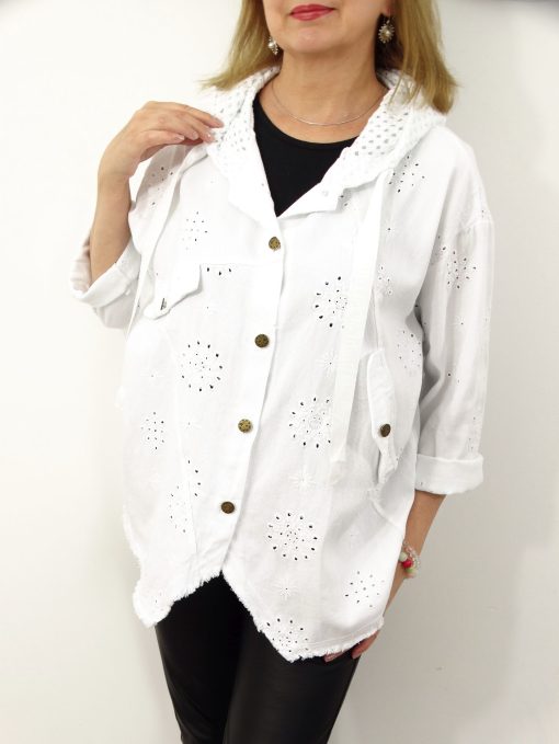 Kurtka Katana Włoska MICHELA Plus Size rozmiar uniwersalny od 42 do 50 biała